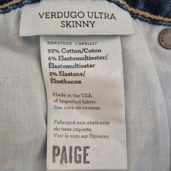 Paige Verdugo Ultra Skinny Low Rise Distressed Jeans - Size 27   ** Light Stains - Picture 10 of 12